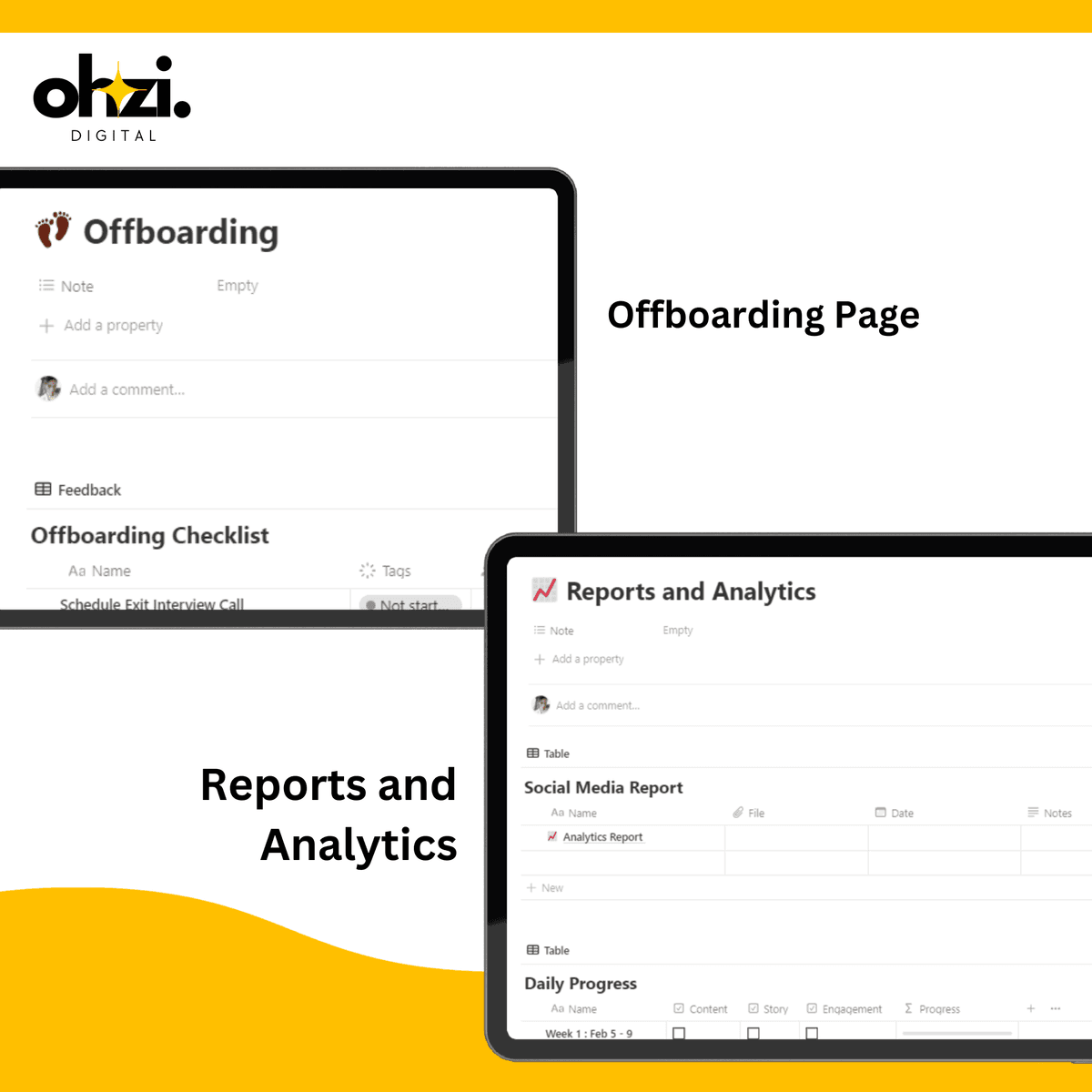 Ohzi Digital client portal system shown on multiple devices